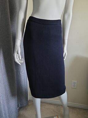 Magnolia Navy Knit Midi Lined Pencil Skirt